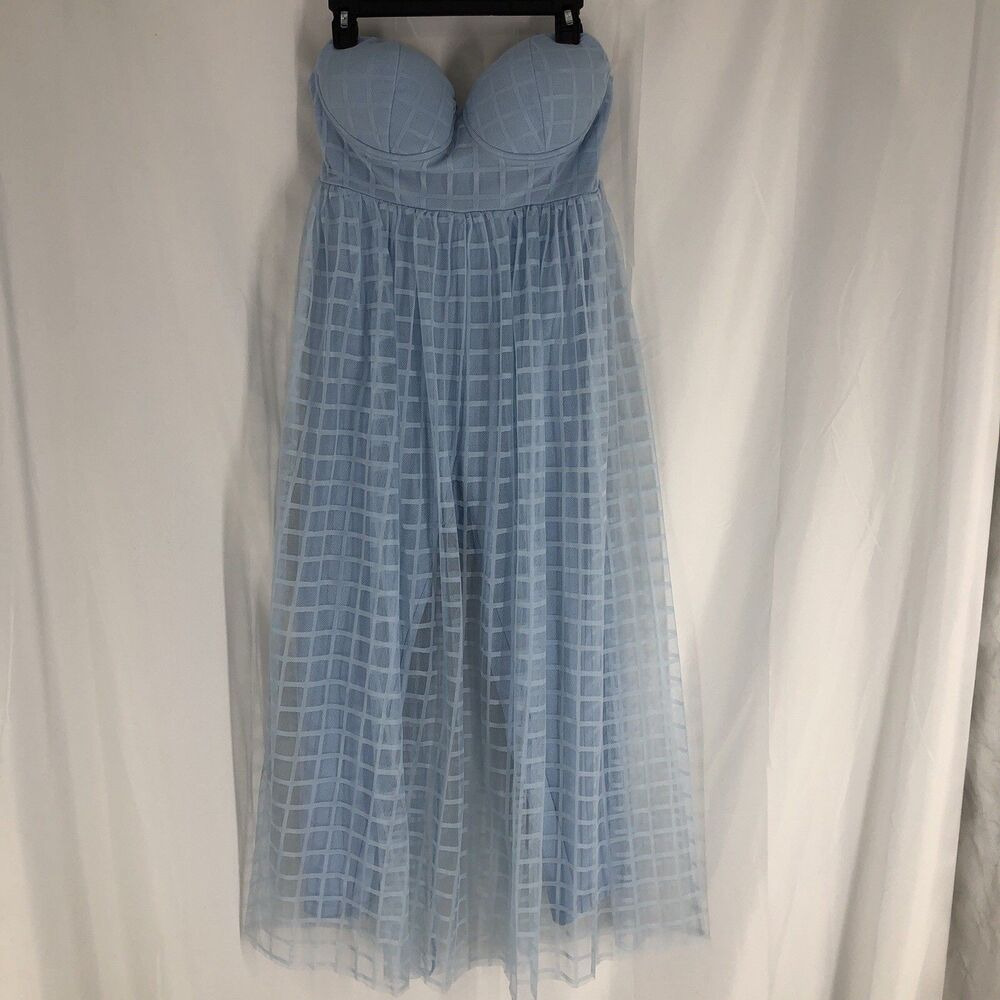 SheIn Women's Strapless Jumpsuit Tulle Blue 1X